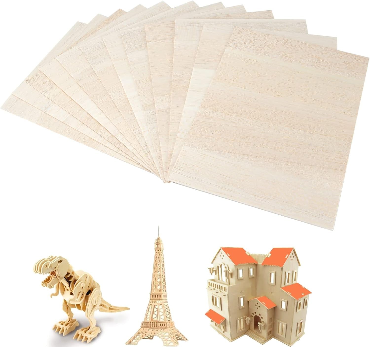 12 Pack Balsa Wood Sheets, 300X200X1.5Mm Balsa Sheet, A4 Wood Sheet Unfinished Blank, A4 Wooden Board for Arts and Crafts, School Projects