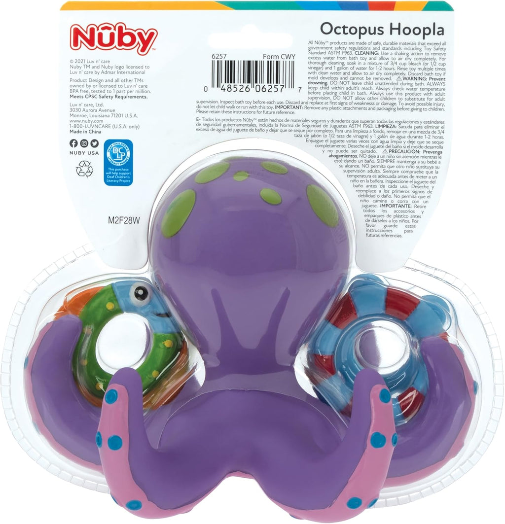Floating Octopus Toy with 3 Hoopla Rings - Baby Bath Toy for Boys and Girls - 18+ Months - Purple (Pack of 1)