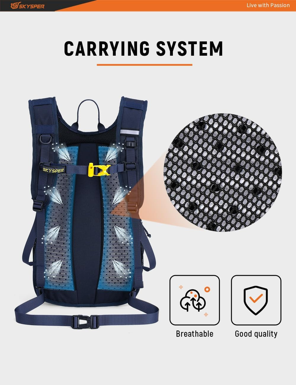 Hiking Backpack - 20L Small Backpacks with Ergonomical Design, Breathable Day Pack, Backpacking for Men Women, Navyblue