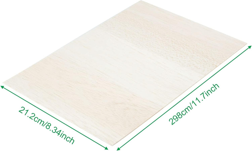 12 Pack Balsa Wood Sheets, 300X200X1.5Mm Balsa Sheet, A4 Wood Sheet Unfinished Blank, A4 Wooden Board for Arts and Crafts, School Projects