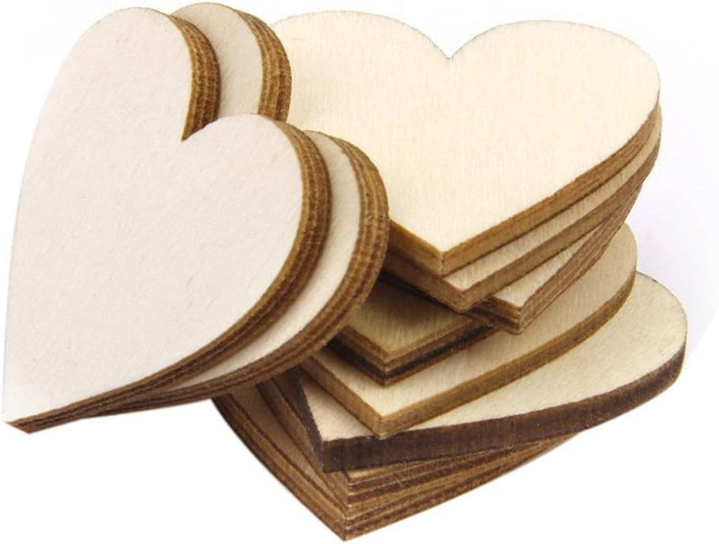 Rustic Wooden Hearts (5Cm) X100 - Love Heart Guest Book Accessory for Weddings Decoration