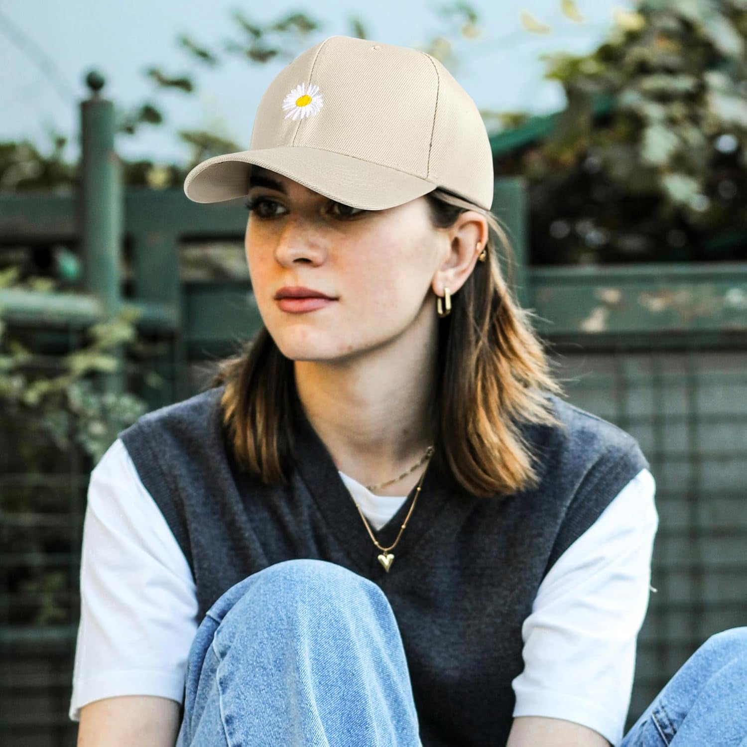 Ladies Baseball Caps - Baseball Cap for Women, Daisy Adjustable Ladies Baseball Caps for Womens Casual Summer Outdoor Sports Dad Peaked Sun Cap UK