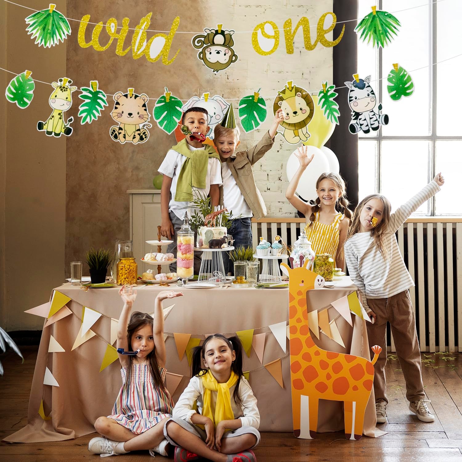 Wild One Banner, Wild One Jungle Animal Birthday Banner Baby'S First Birthday Bunting Baby Shower Banner for Birthday Party Decorations Y7DWLYLQ (A)