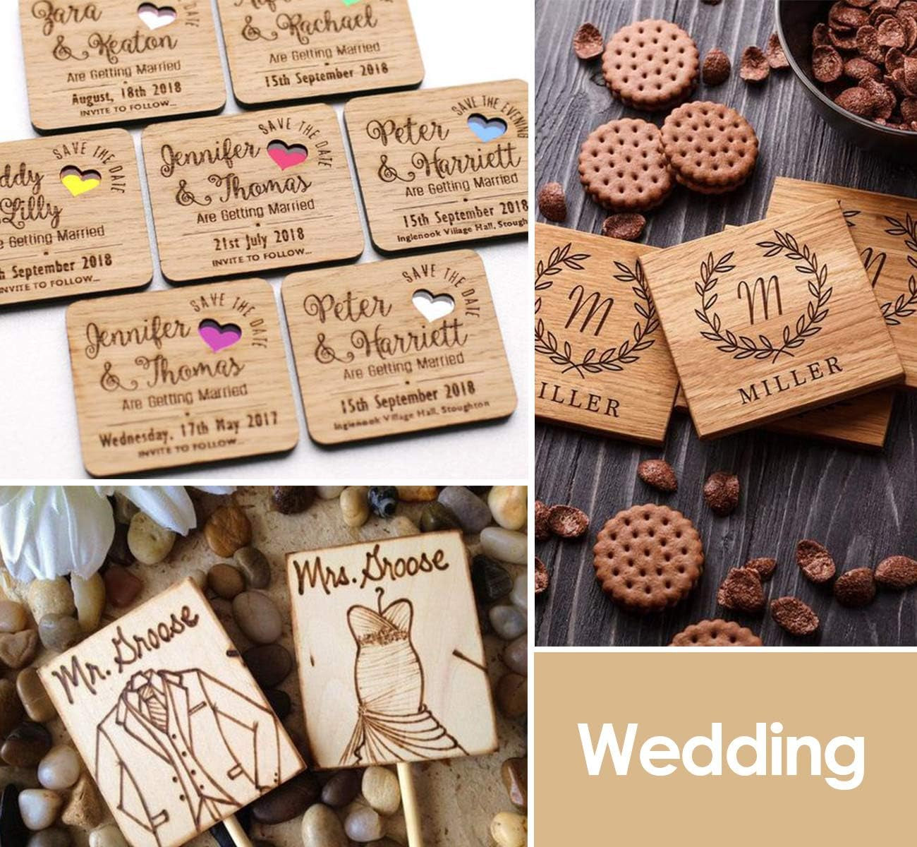 12,7 X 12,7 X 3Cm Natural Wooden Square for Woodcraft,50Pcs Unfinished Plain Wood Pieces,Blank Wood Slices for DIY Crafts Home Painting Staining Unfinished Wood Cup Coasters Laser Engraving Carving