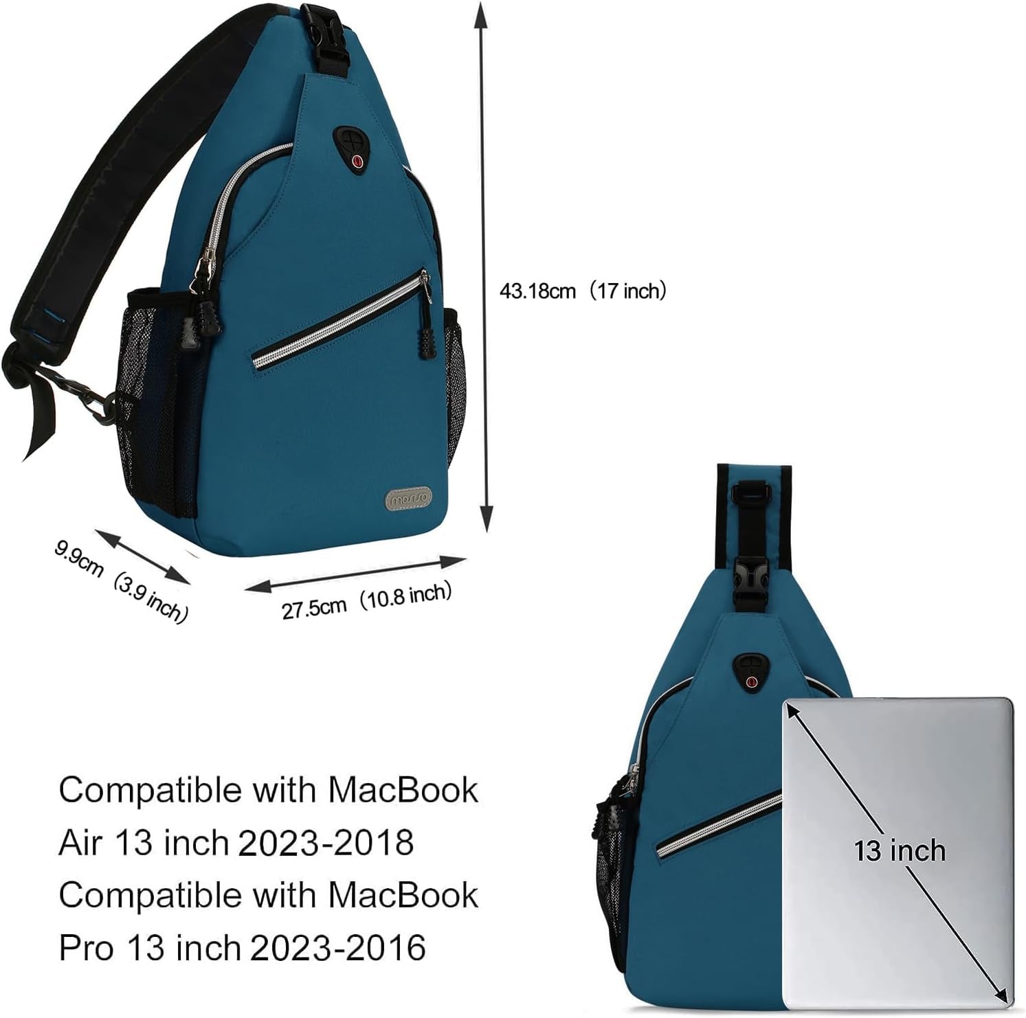 Rope Sling Backpack (Up to 13 Inch), Multipurpose Crossbody Chest One Shoulder Outdoor Travel Hiking Daypack