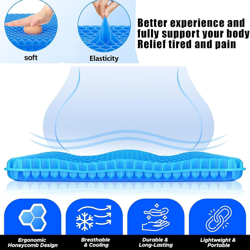 Honeycomb Cushion, Gel Pads, Breathable Honeycomb Design Absorbs Pressure Points, Gel Cushion for Office Chair, Soft & Breathable, for Cars, Wheelchair Cushions 30X25Cm
