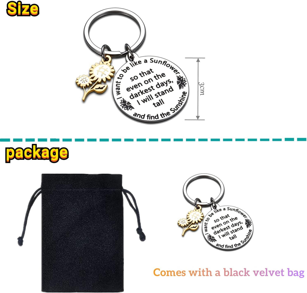 Gifts for Women,Inspirational Keyring,Sunflower Keyrings,Christmas Birthday Gift for Friend Son Daughter Sister Leaving Gifts for Colleagues