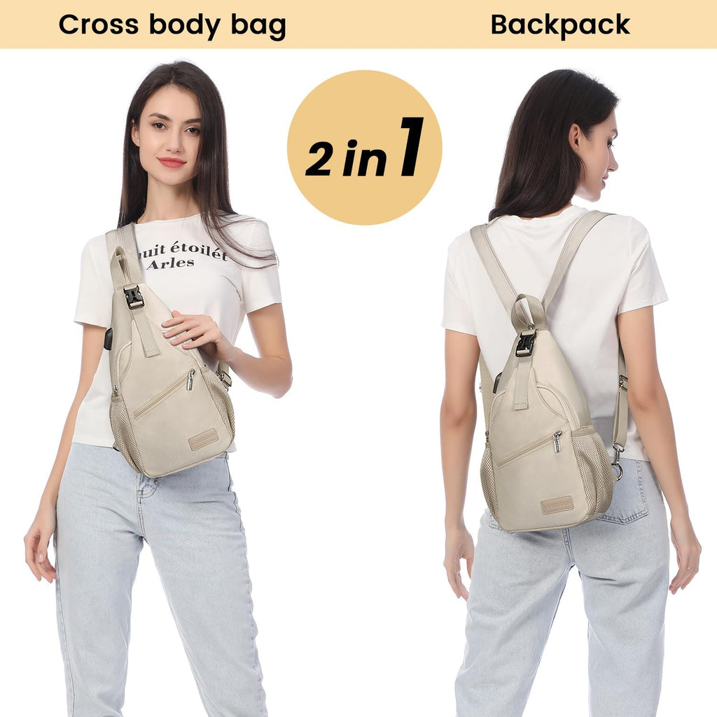 Sling Bag for Women Casual Daypack Nylon Crossbody Sling Backpack Travel Shoulder Bag Hiking Daypack
