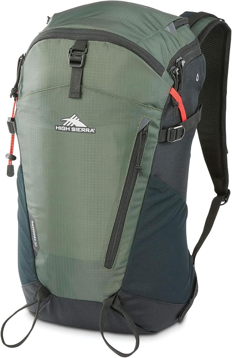 Pathway 2.0 Backpack with Hydration Storage Sleeve, for Hiking, Biking, Camping, Traveling, Forest Green/Black, 30L