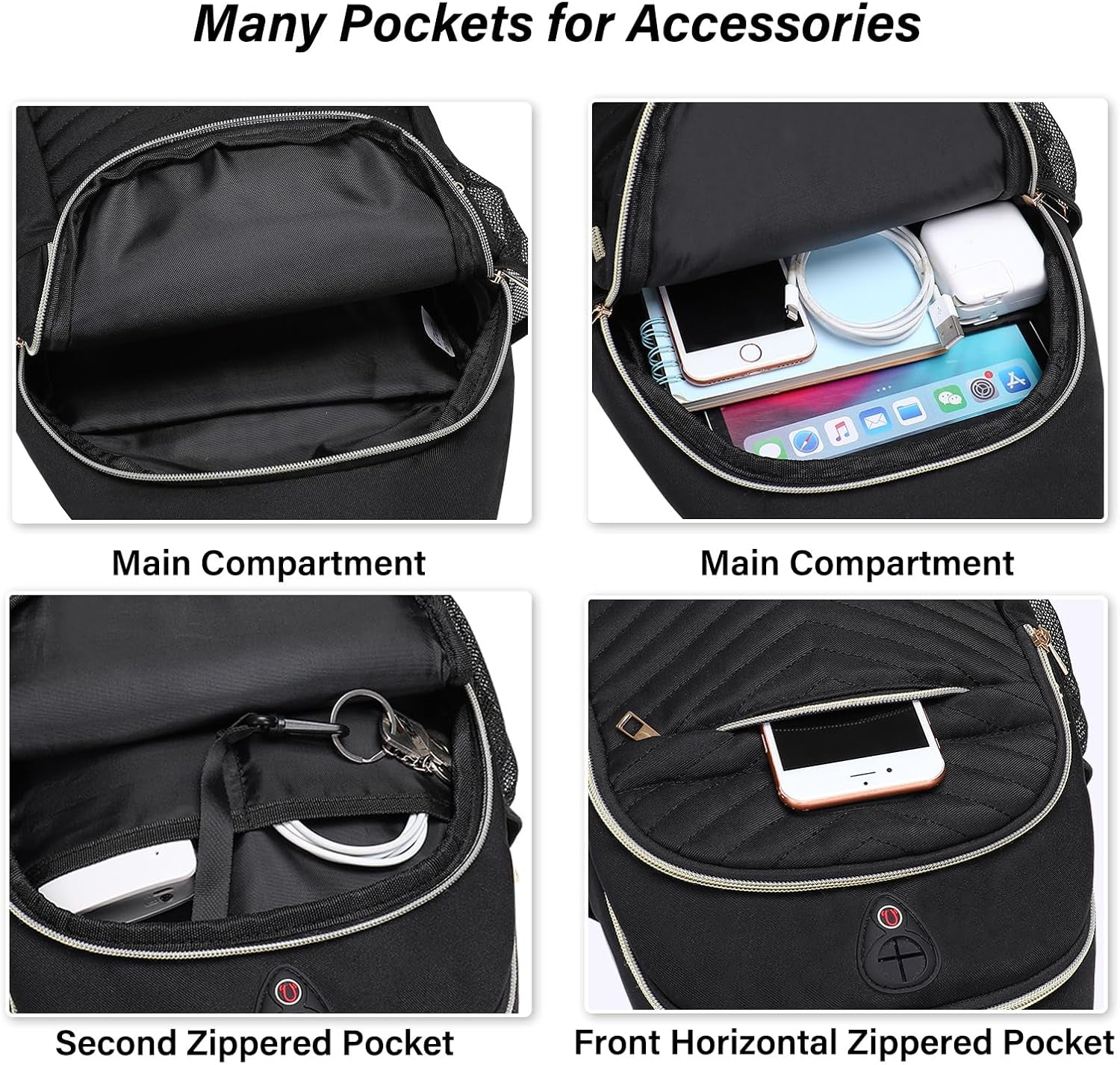 Sling Backpack Small Hiking Daypack, Quilted Crossbody Sling Bag with Removable Strap One Shoulder Chest Bag, Black