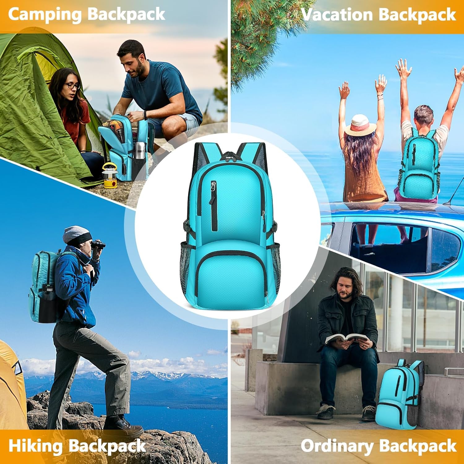 26L Hiking Backpack, Foldable Sports Daypack Camping Gear Travel Must Haves Outdoor for Women Men