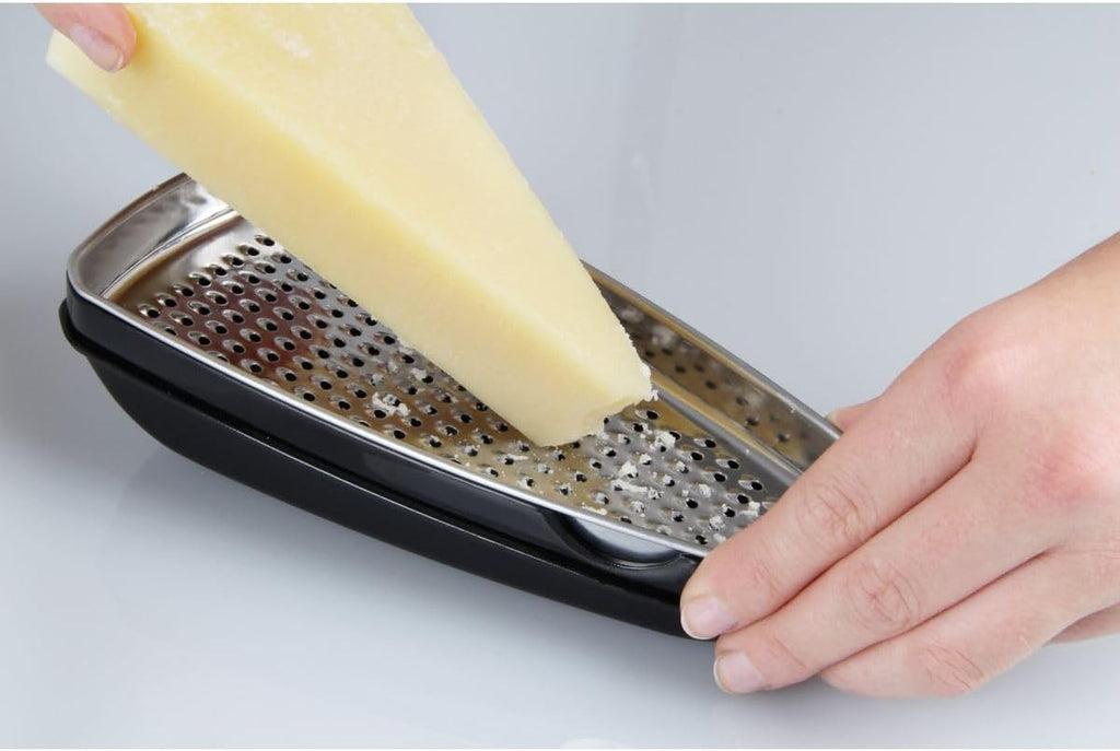 Parmesan Cheese Grater with Container,Transparent/Black/Silver,19X9.5X7Cm