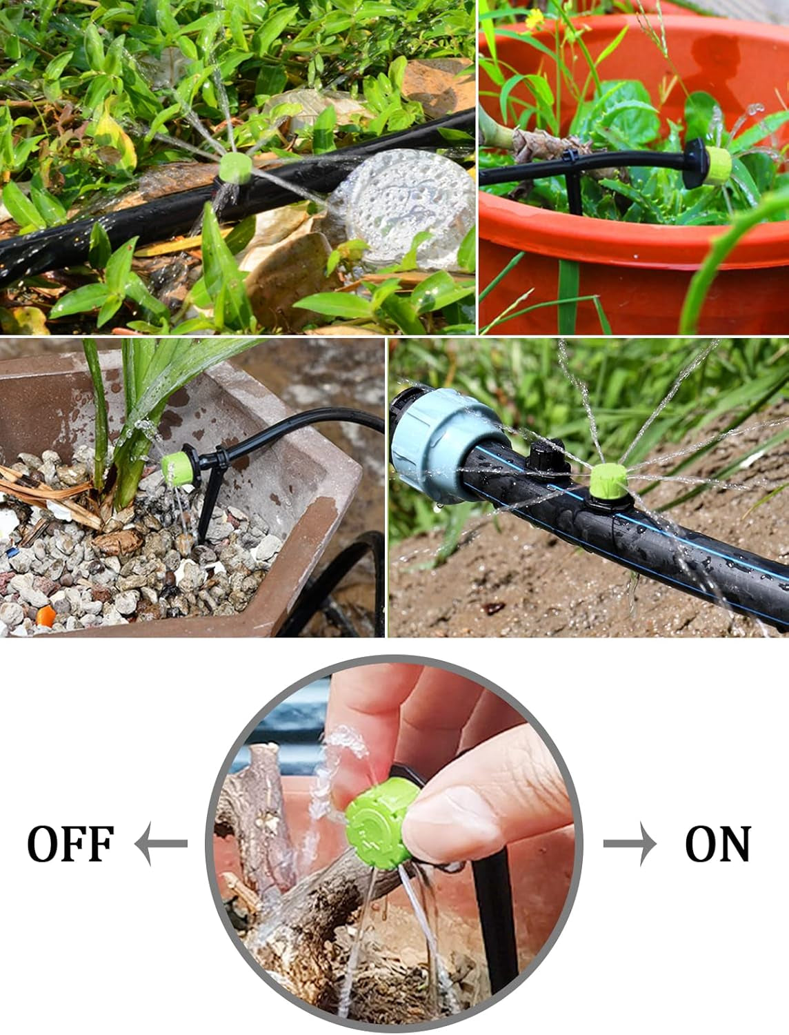 400Pcs Adjustable Irrigation Drippers Sprinklers, 1/4 Inch Automatic Irrigation Emitters Micro Spray Compatible with Watering System, Garden Supplies Greenhouse Accessories