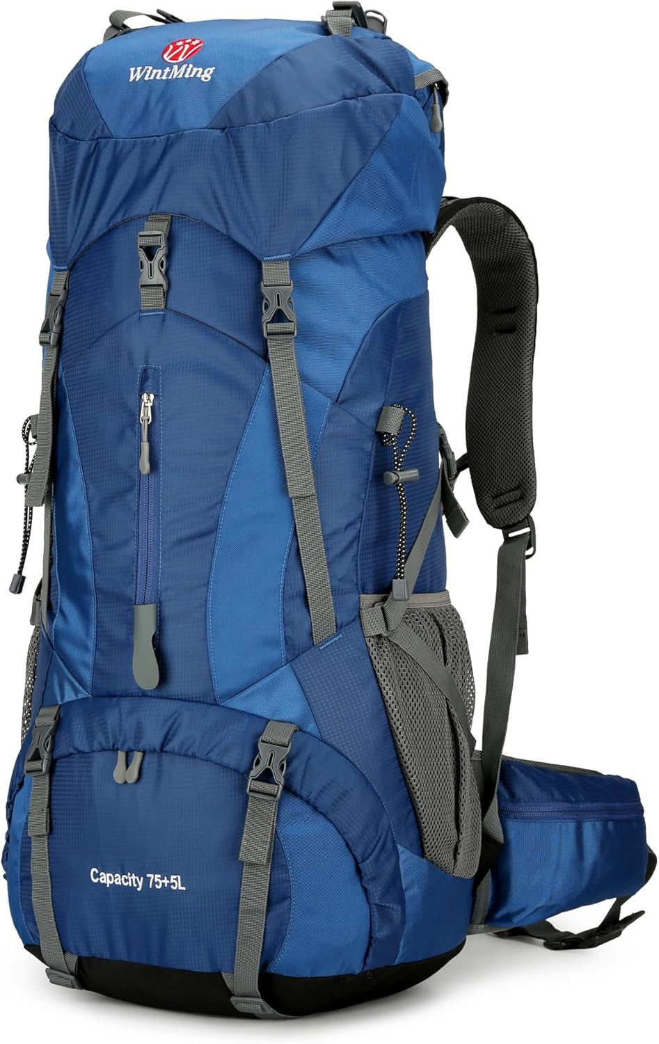 Hiking Backpack for Men and Women 70L+5L Waterproof Lightweight Camping Daypack with Rain Cover for Outdoor Travel Mountaineering - Frameless (Navy)