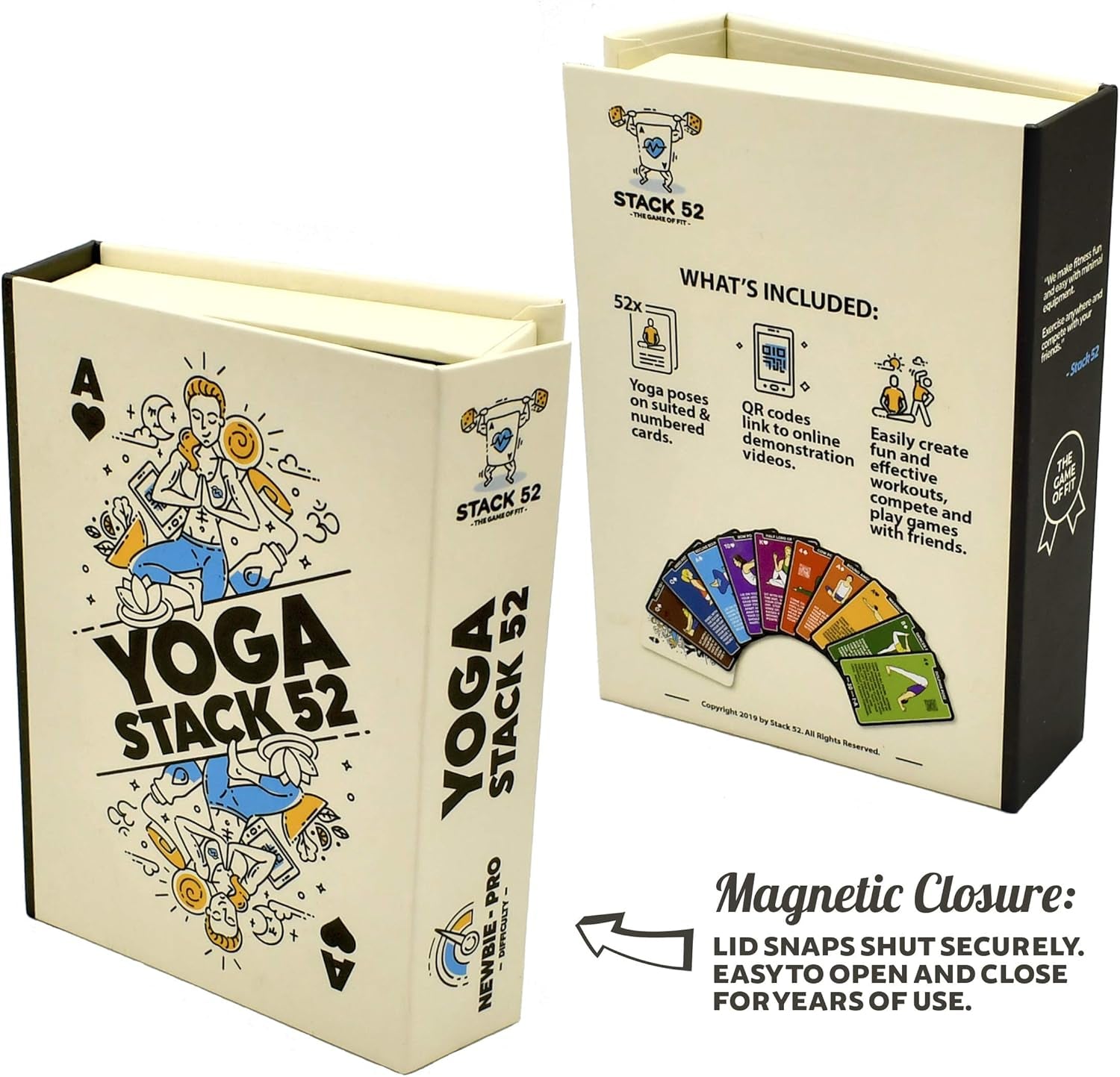Yoga Exercise Cards: Designed by Certified Yoga Instructor. Video Instructions Included. Beginner to Advanced Poses and Asana Workout Games. Improve Fitness and Flexibility (Base Deck)