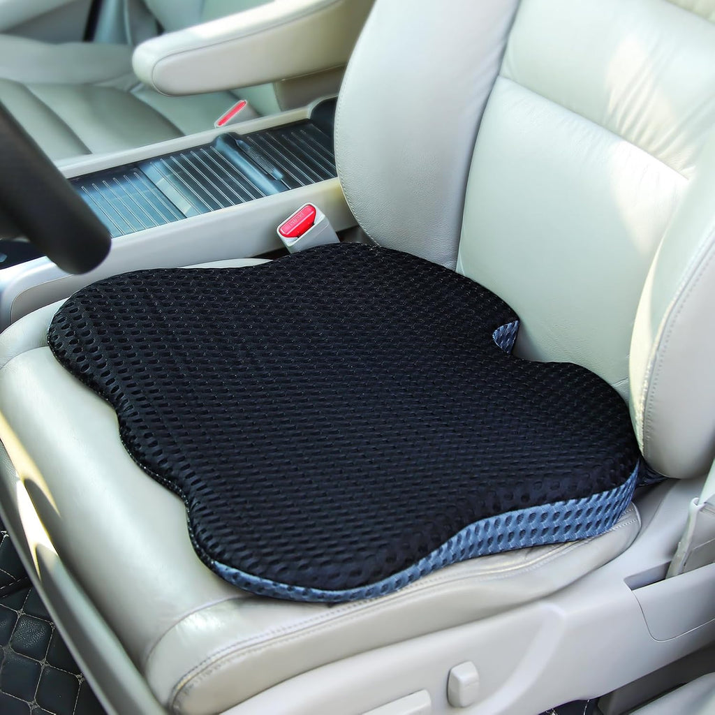 Car Seat Cushions for Driving - Memory Foam Seat Cushion Pads for Office Chair Long Sitting, Coccyx Cushion Support for Desk Chair, Wheelchair, Tailbone and Sciatica Pain Relief - Black