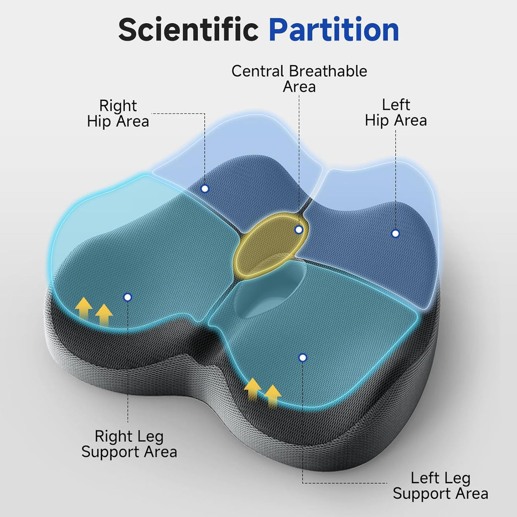 Seat Cushion for Office Chair, Donut Cushion for Hemorrhoids, Ergonomic Coccyx Cushion for Sciatica & Tailbone Pain Relief, Donut Pillow - Black&Grey