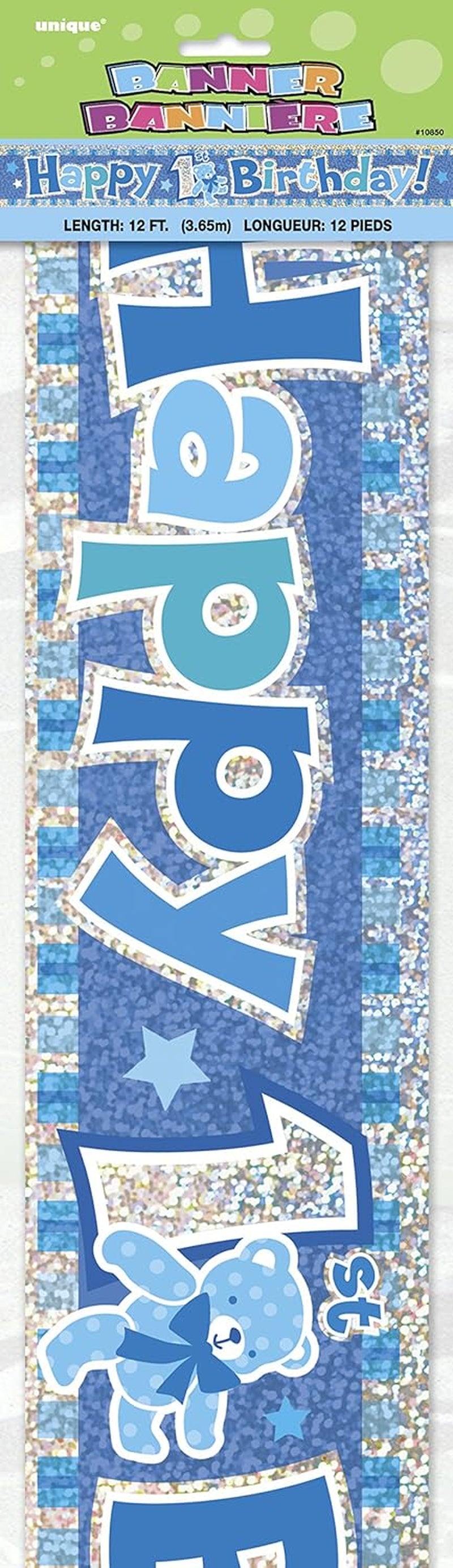Happy 1St Birthday Blue Prism Banner (3.6 Meter Long) 1 Piece - Perfect for First Birthday Party Decorations
