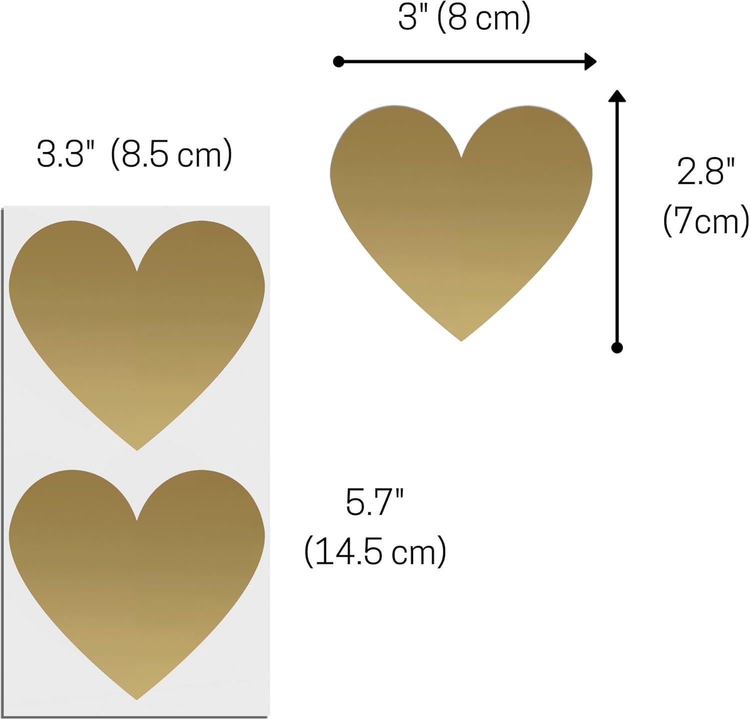 Pack of 50, Heart Scratch off Sticker - 8 X 7Cm, Gold