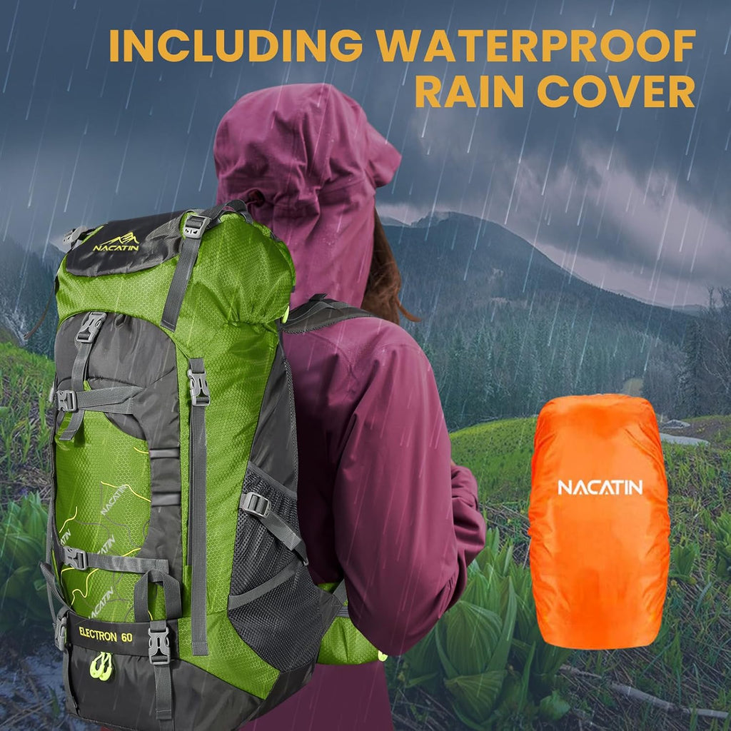Hiking Backpack, 60L Lightweight Large Rucksack for Men Women, Tear and Water-Resistant for Climbing Fishing Travel