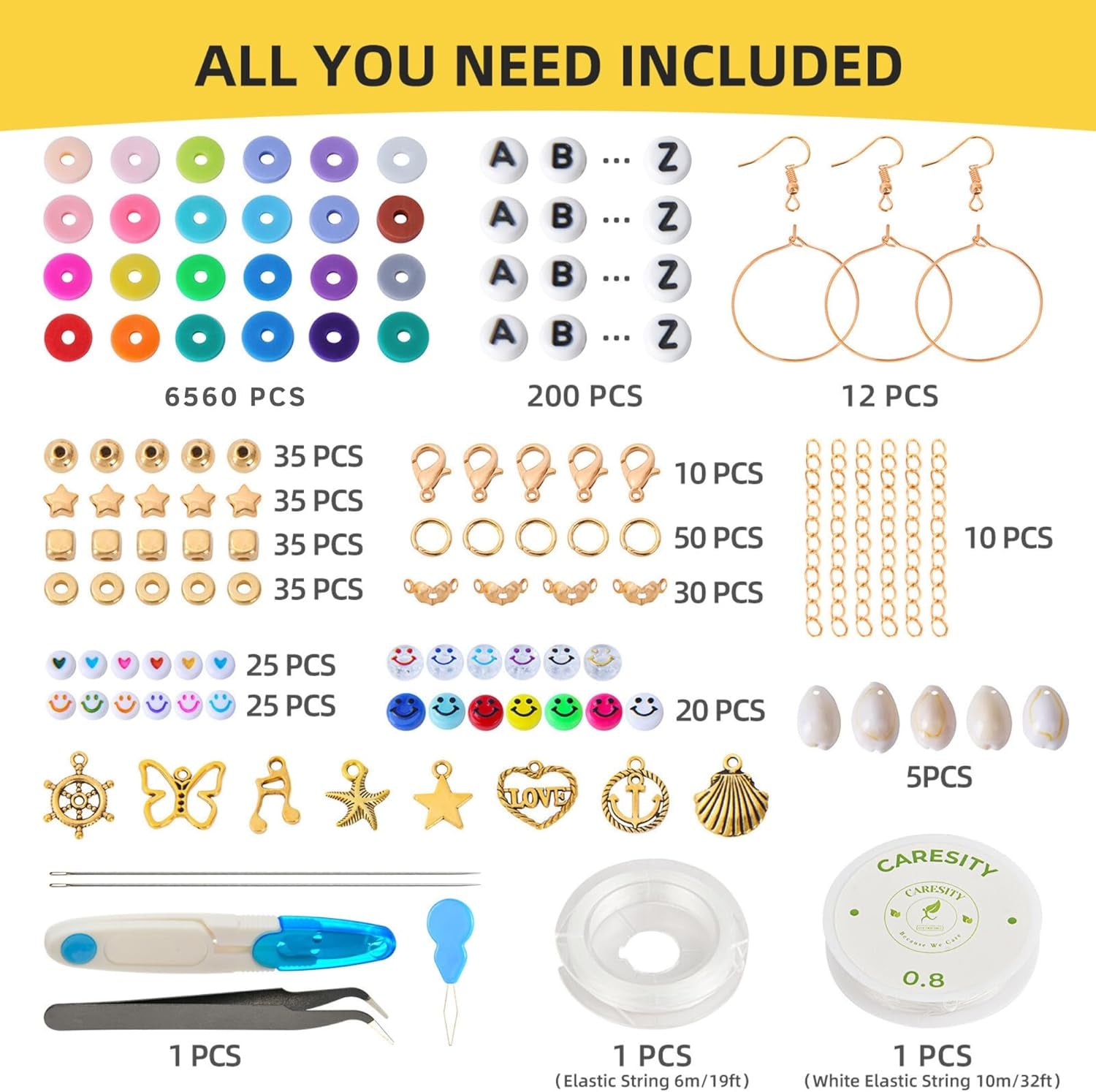 7000+ Pcs Clay Beads - Bracelet Making Kit Flat round Beads for Jewelry Bracelets Necklace Making Kit for Kids Teen Fun DIY Craft Kit Birthday Gift