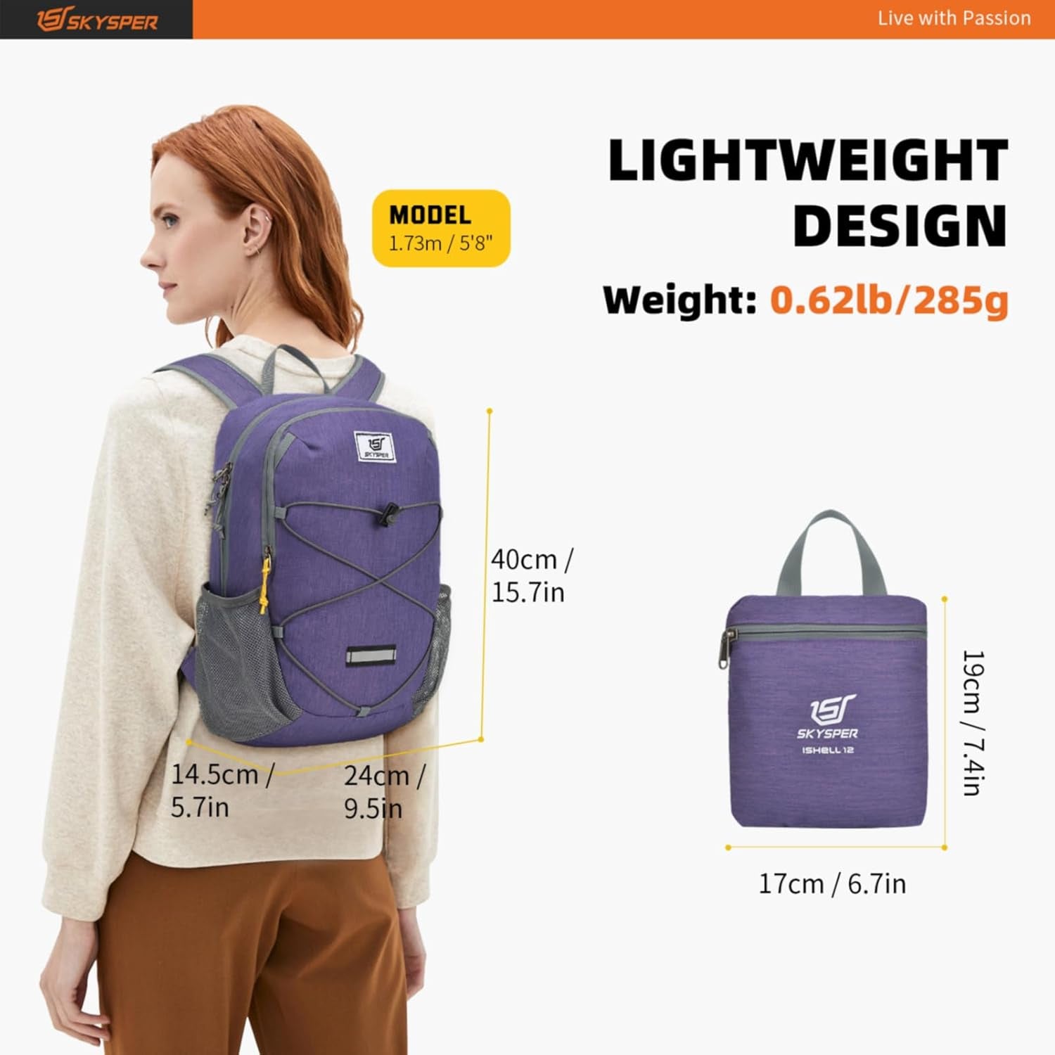 Small Hiking Backpack -12L Lightweight Packable Daypack for Travel Foldable Tear Resistant Backpacks for Women Men