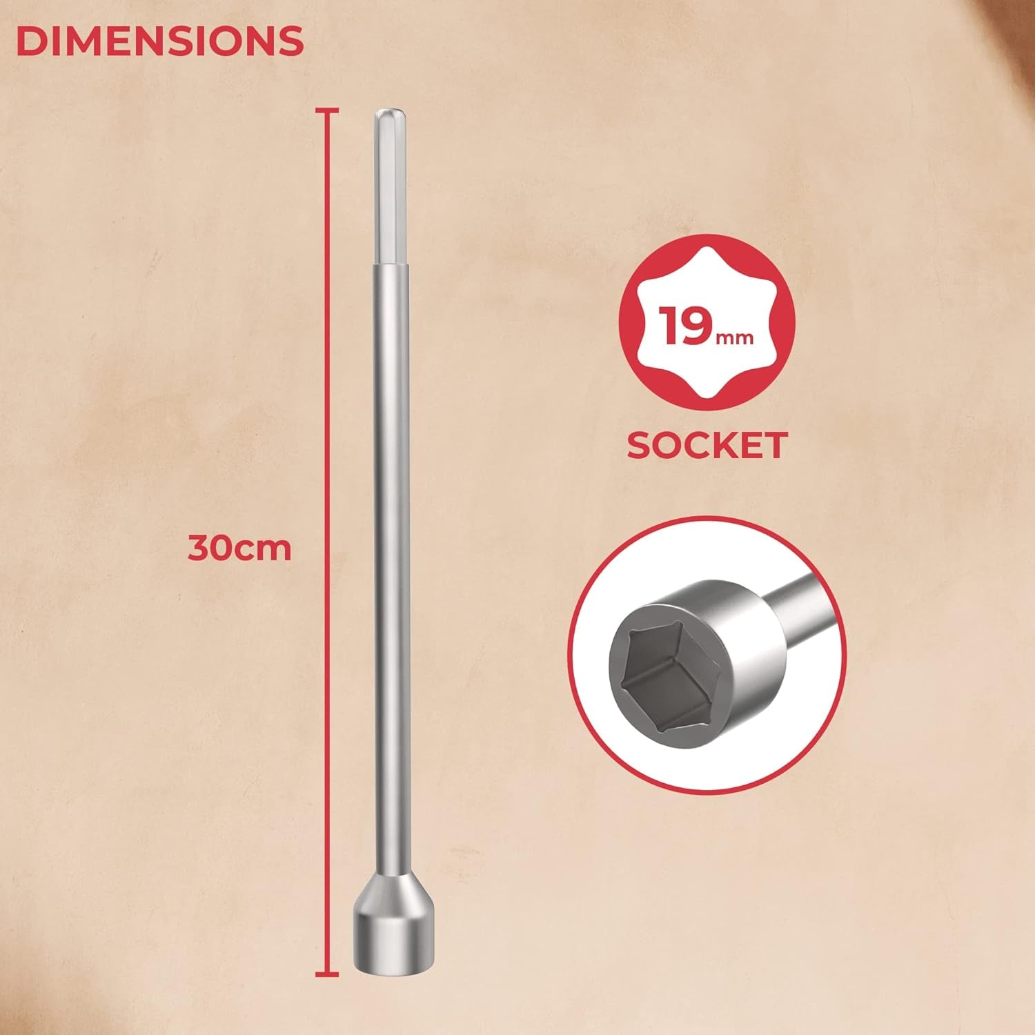 30Cm Corner Steady Caravan Leg Winder Drill Attachment - Stand Jack Extension Socket 19Mm Electric Drill Attachment - Caravan Drill Leg Winder Adapter for Caravan Corner Steadies - 30Cm
