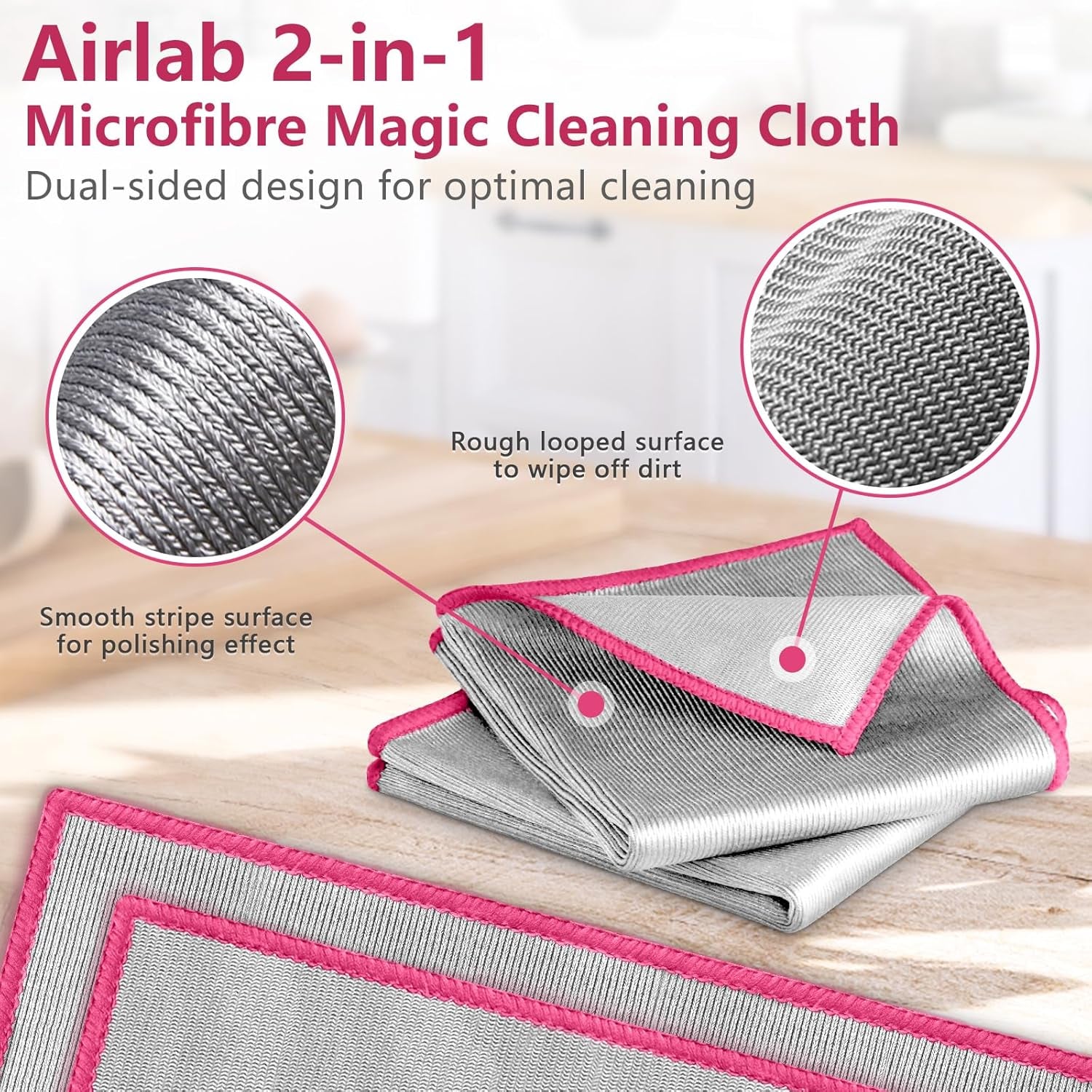 6X Double-Sided Glass Cloth, Window Cleaning Cloths Streak Free, Thickened Magic Cleaning Cloth for Home All Purpose, Lint Free Polishing Cloth for Mirrors, Stainless Steel and Glass Cabinets