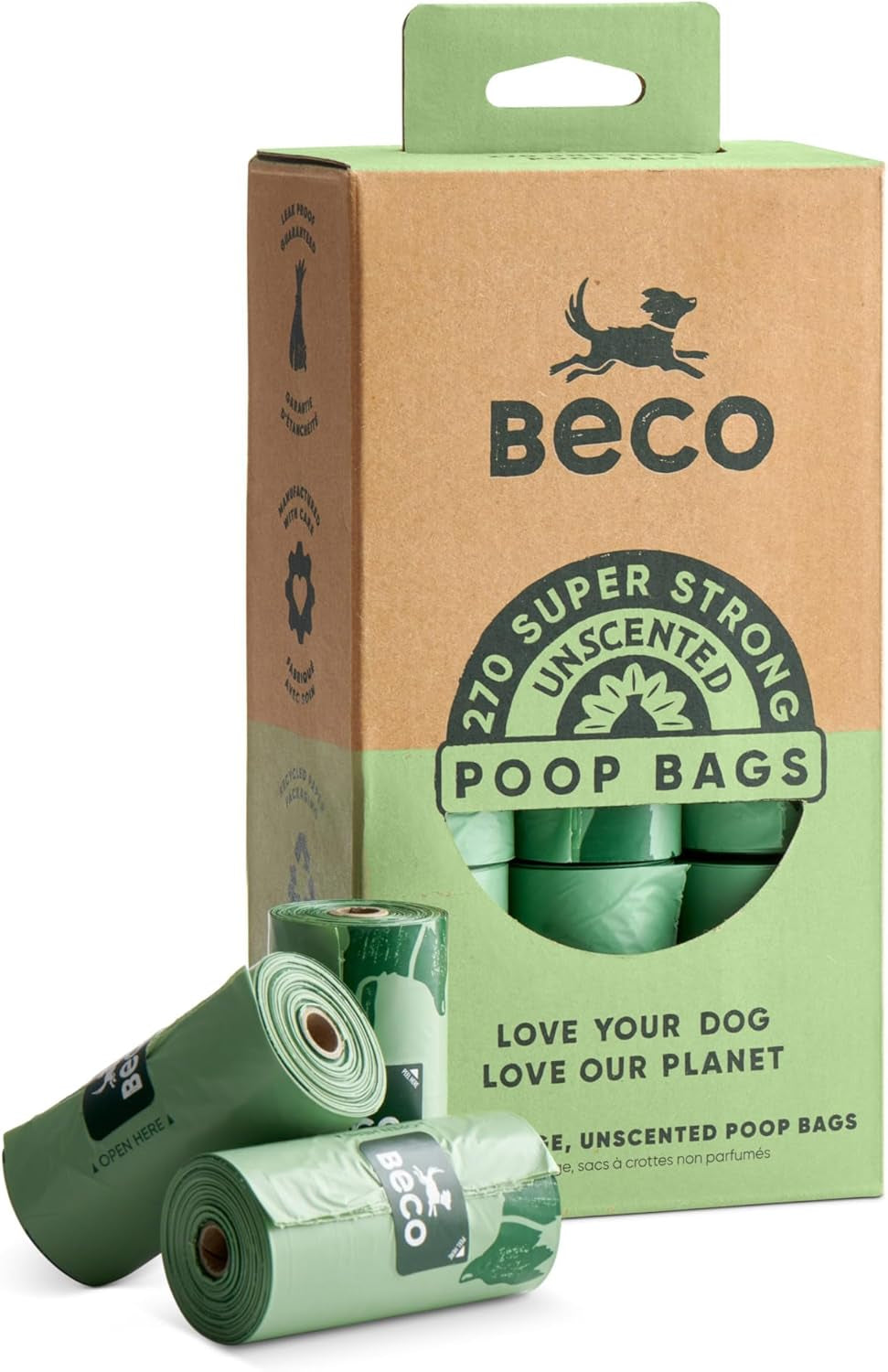 Strong & Large Poop Bags - 270 Bags (18 Rolls of 15) - Unscented - Dispenser Compatible Dog Poo Bags