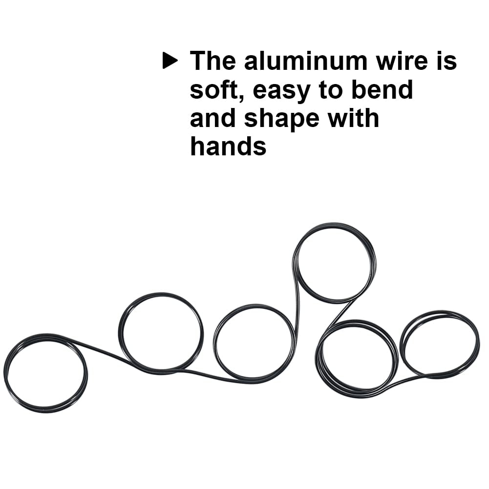 18 Gauge 1Mm Aluminum Craft Wire, 165 Feet Bendable Metal Wire for Bonsai Training, Sculpting, Bike Modelling Skeleton Crafting Floral Making, Jewelry Making, Gardening and Wrapping (Black)