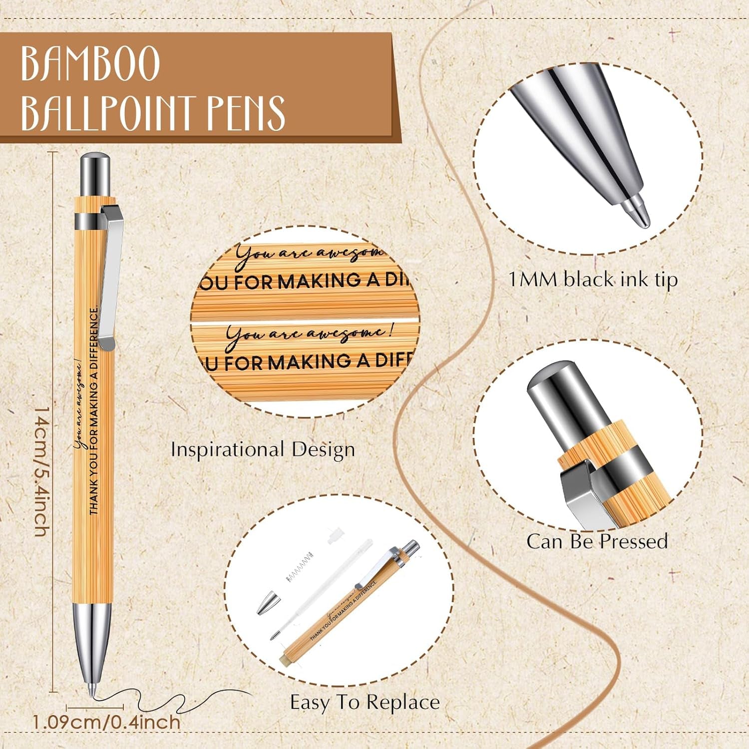 2 Pcs Thank You Gift for Colleagues Women Teacher Leaving Gifts Employee Appreciation Inspirational Notebook Ballpoint Pen Kraft Lined Notepad Award for Coworker Volunteer(Difference)