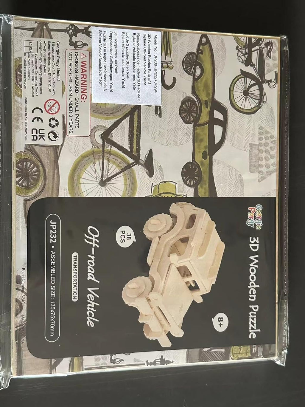 Kids Toys Construction Woodcraft Kits 3D Wooden Model Puzzle Kits Birthday Gifts Pack of 3 Jigsaw (Biplane Off-Road Vehicle Yacht)