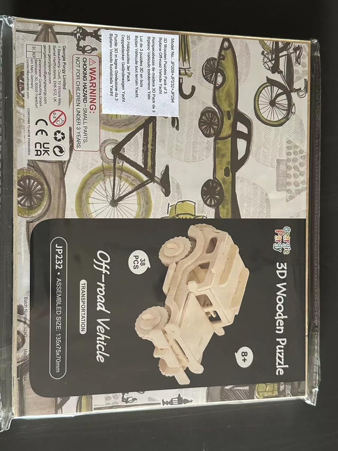 Kids Toys Construction Woodcraft Kits 3D Wooden Model Puzzle Kits Birthday Gifts Pack of 3 Jigsaw (Biplane Off-Road Vehicle Yacht)