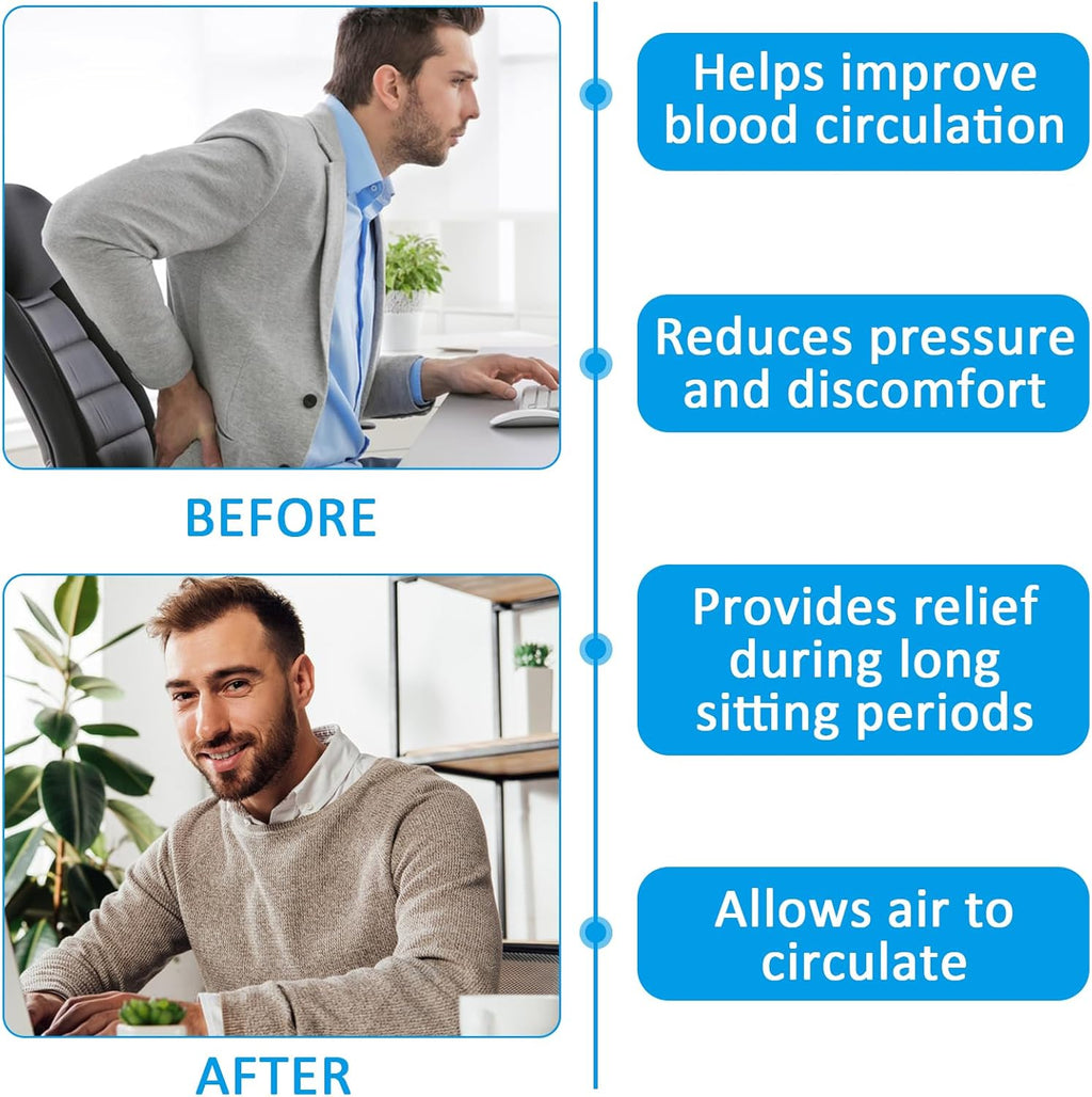 Gel Cushion for Sitting, Soft Sitter Cushion, Gel Cushion for Sitting Gel Seat Cushion for Long Sitting Breathable Cool Double Thick Seat Cushion Cushion for Office Chair Car Wheelchair