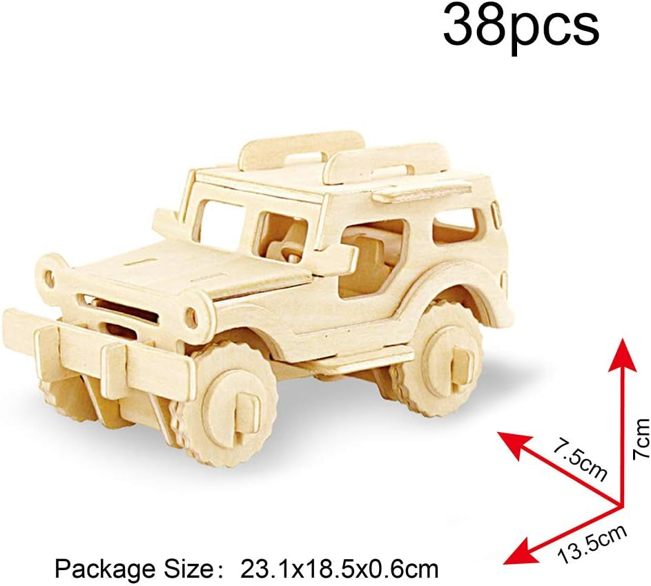 Kids Toys Construction Woodcraft Kits 3D Wooden Model Puzzle Kits Birthday Gifts Pack of 3 Jigsaw (Biplane Off-Road Vehicle Yacht)