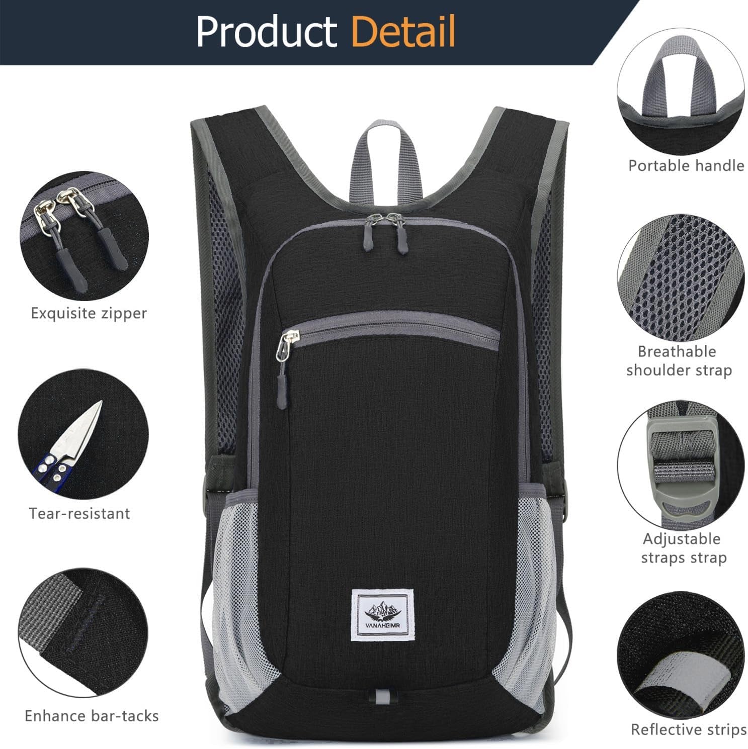 Small Daypack 15L Hiking Backpack Packable Lightweight Travel Day Pack Casual Foldable Shoulder Bag for Women Men