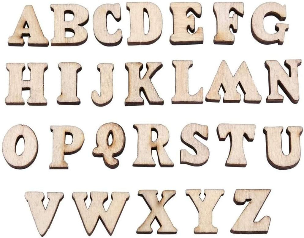 100Pcs Small Mini Wooden Letters for DIY Craft Letters A-Z Home Decor Kids Early Educational Learning Toys Games