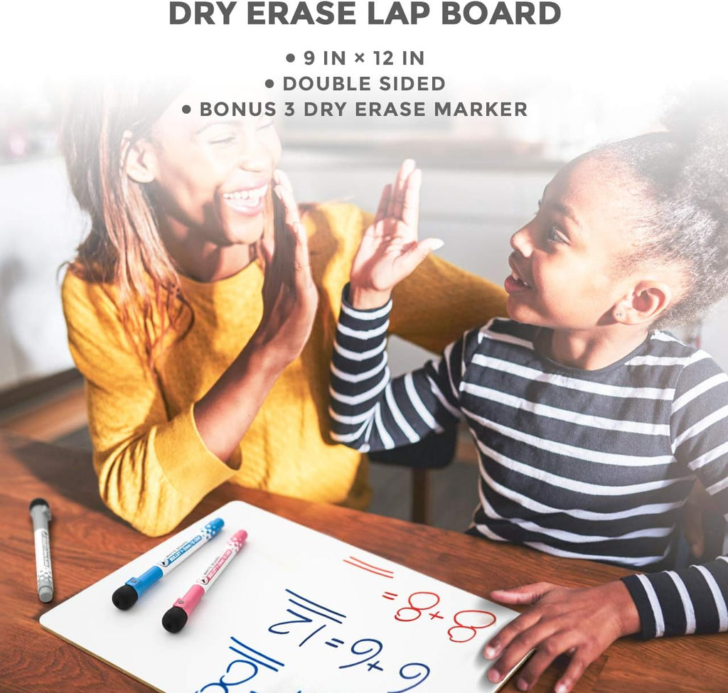 Dry Erase Mini Whiteboard A4, 22 X 30 Cm Double Sided Lapboard with 3 Water-Based Pens Learning Small White Board Portable Drawing Writing for Student and Classroom Use