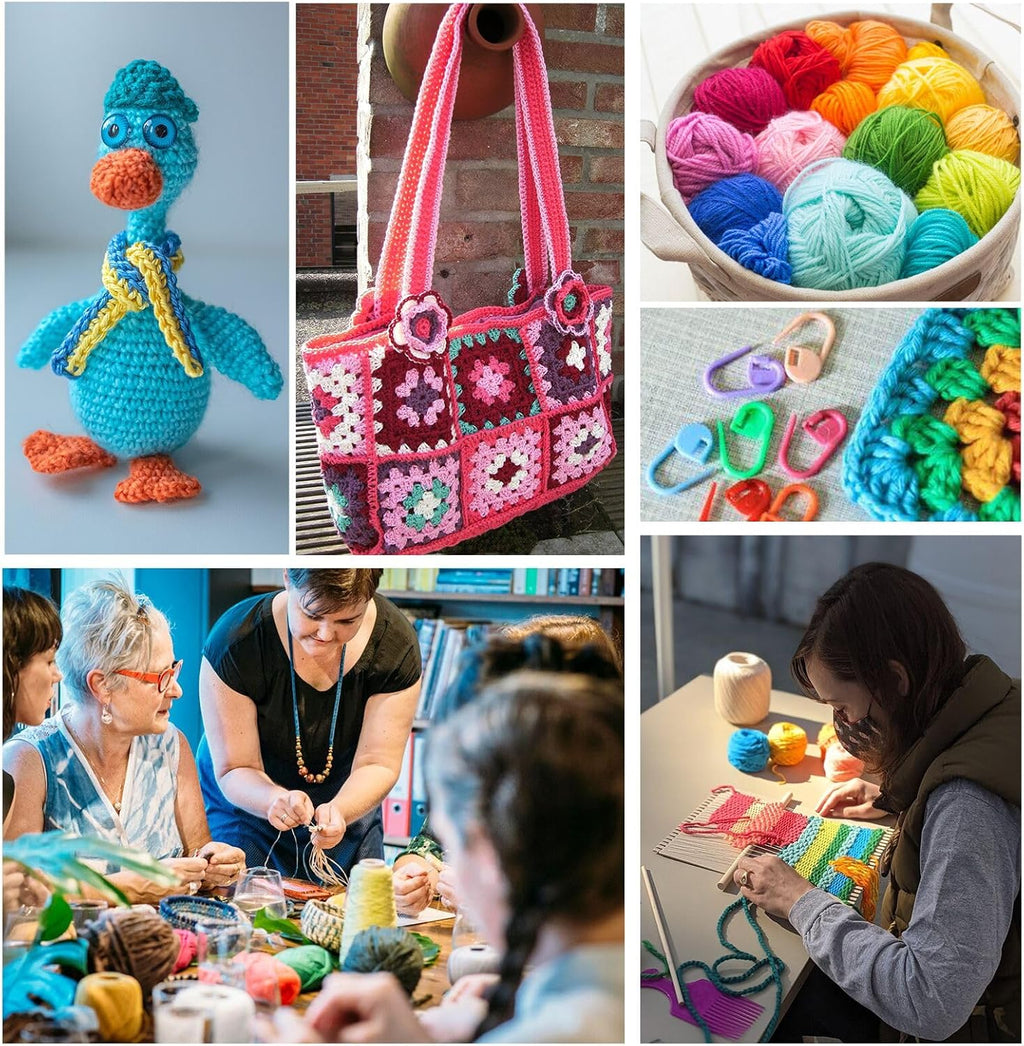 Crochet Kit Crochet Kits for Beginners Adults 15Pcsx25G Crochet Yarns Ergonomic Metal Crochet Hooks 2Mm-8Mm Knitting Accessories Tools Storage Case Needles Crochet Starter Kit-Blue