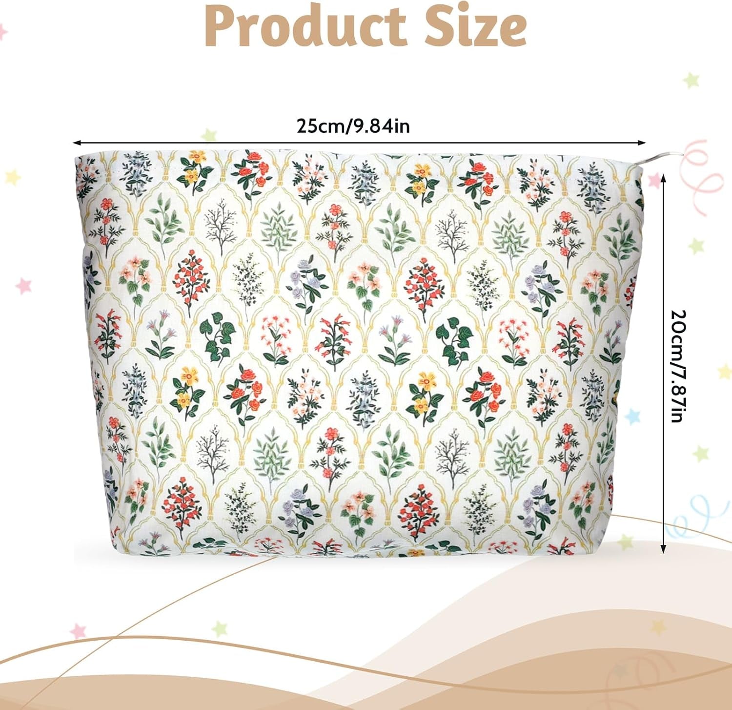 Makeup Bag Large Capacity Elegant Bow Preppy Cosmetic Bag Aesthetic Design Canvas Zipper Organizer Pouch Cute Roomy Pink Portable Toiletry Bag for Women Girls Travel Storage Accessories, Flower Color,