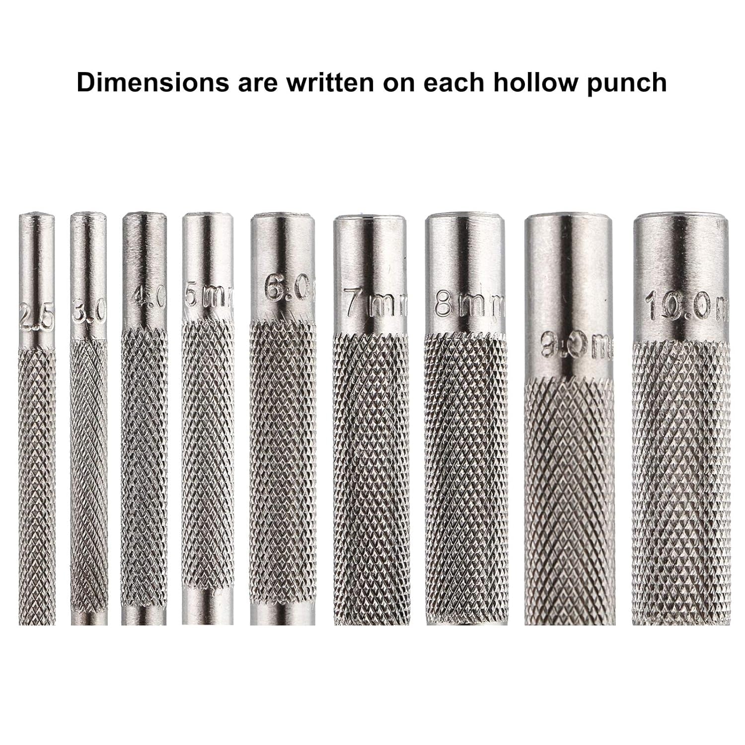 9 Pcs Steel Hollow Punch Set 2.5-10Mm Heavy Duty round Leather Hole Punching Tool for Watch Cloth Belt Gaskets W/Storage Bag