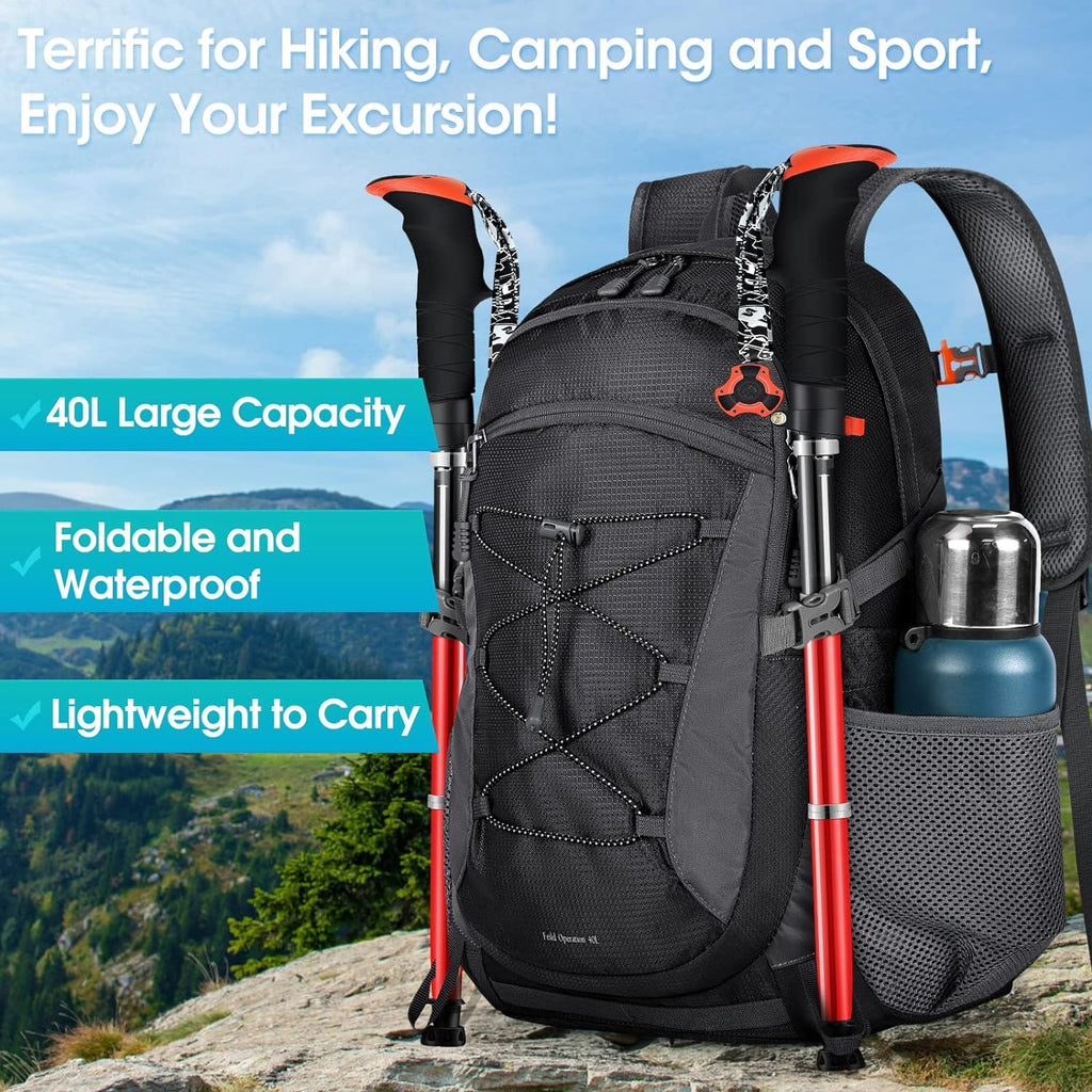 Hiking Backpack 40L Waterproof Camping Backpack Lightweight Packable Backpack for Women Men Outdoor Travel Daypack