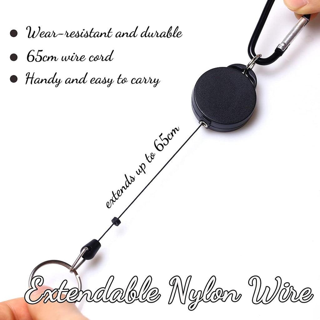 Retractable Badge Reels, Retractable Keyring Extendable Key Chain Heavy Duty Key Lanyard Belt Clip Badge Holder Pull Reel Black(4 Pack)