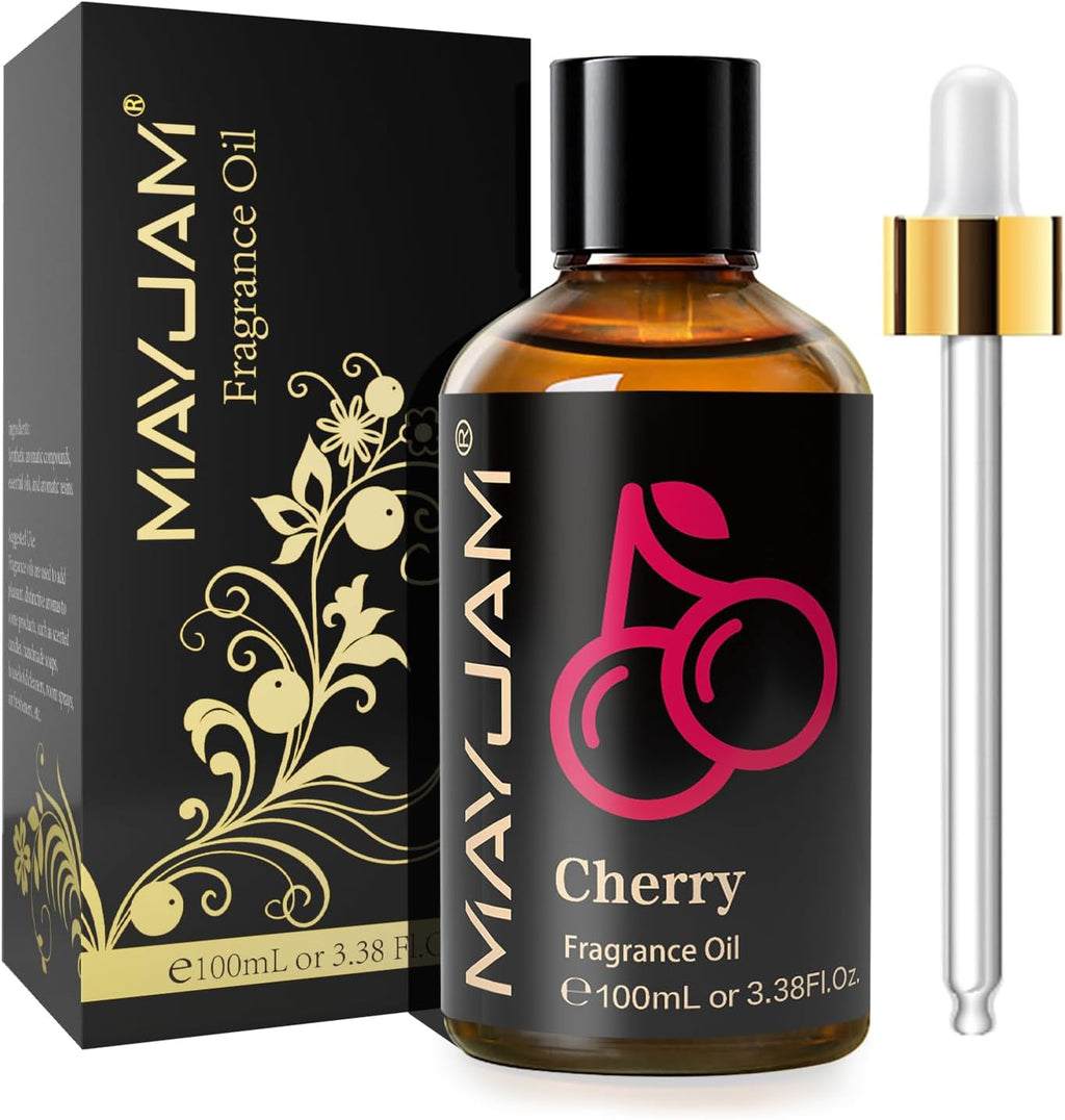 Fragrance Oil, 100ML Cherry Aromatherapy Oil, with Glass Dropper, Diffuser Oil for Making Candle, Soap, Bath Bombs