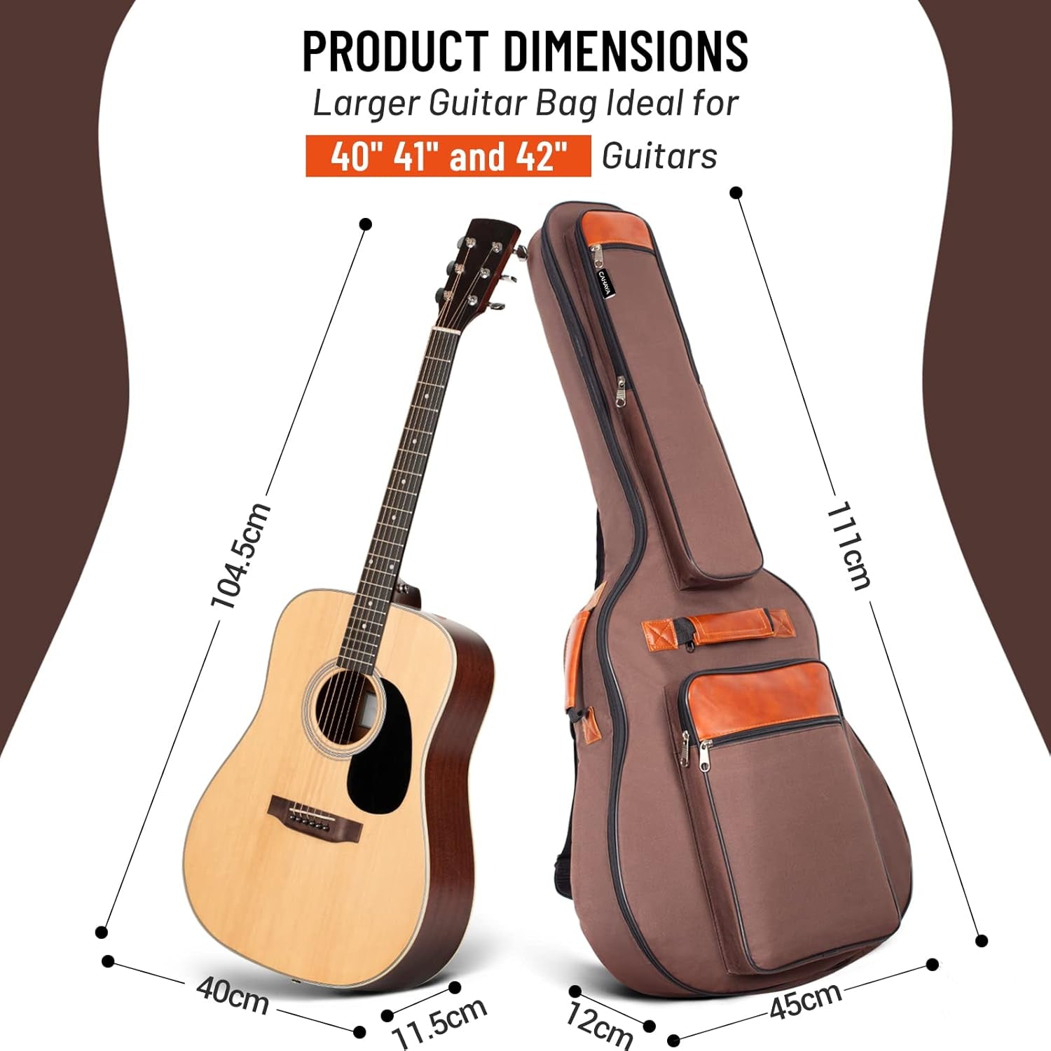 Guitar Bag Acoustic 40 41 42 Inch Guitar Case Upgraded Premium Version 12Mm Sponge Padded