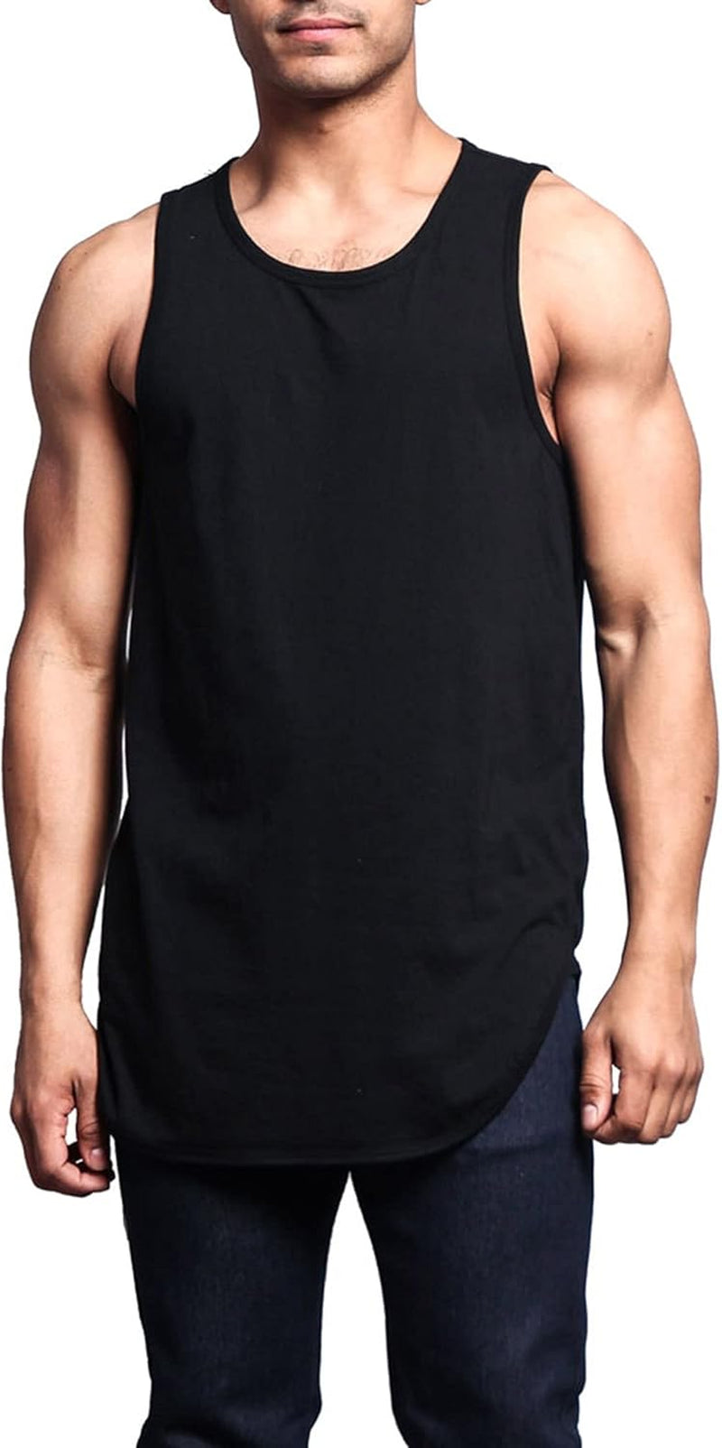 Solid Color Long Length Curved Hem Tank Top