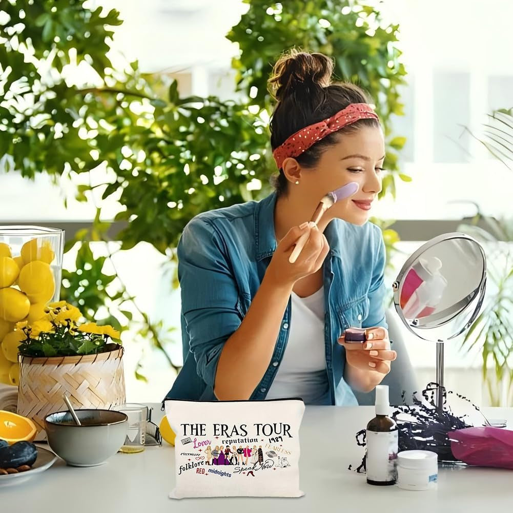 Small Makeup Bag for Handbag, Travel Toiletry Organiser, Makeup Brush Pouch Cosmetic Bags, Music Alphabet Animal Theme Bag, Compact Portable Storage for Women Girls