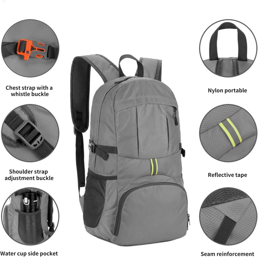 30L Hiking Daypack,Water Resistant Lightweight Packable Foldable Backpack for Travel Camping Outdoor