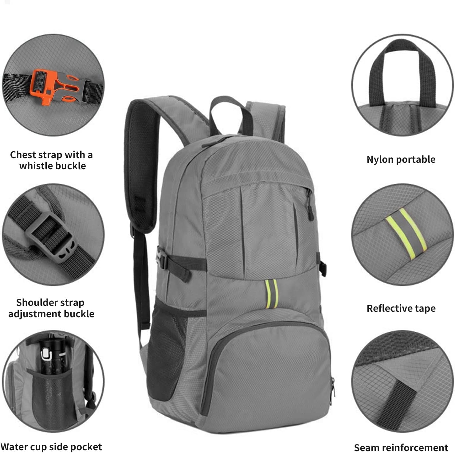 30L Hiking Daypack,Water Resistant Lightweight Packable Foldable Backpack for Travel Camping Outdoor
