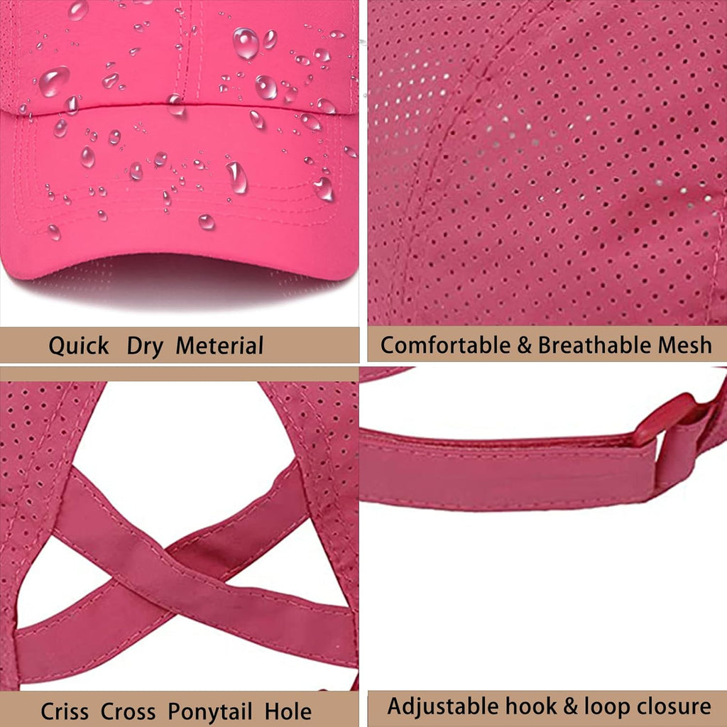 Womens Criss Cross Ponytail Baseball Cap,High Messy Bun Ponycap Quick Drying Mesh Outdoor Sports Hat with Ponytail Hole Adjustable Travel Summer Hat